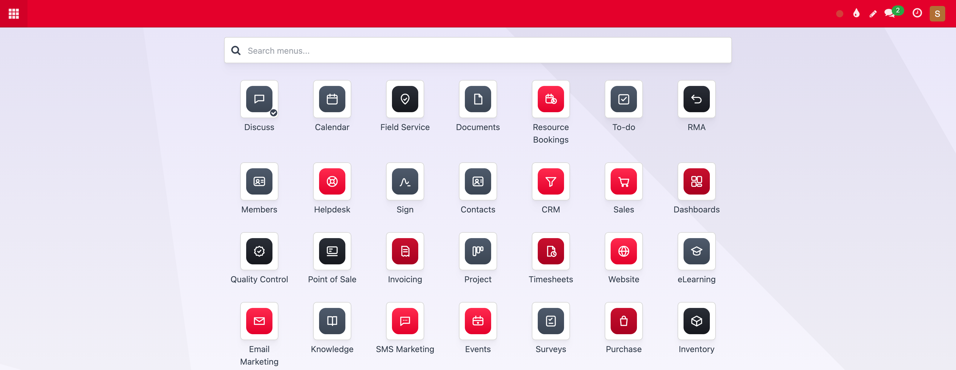 The Helixtop workspace showing all included business apps