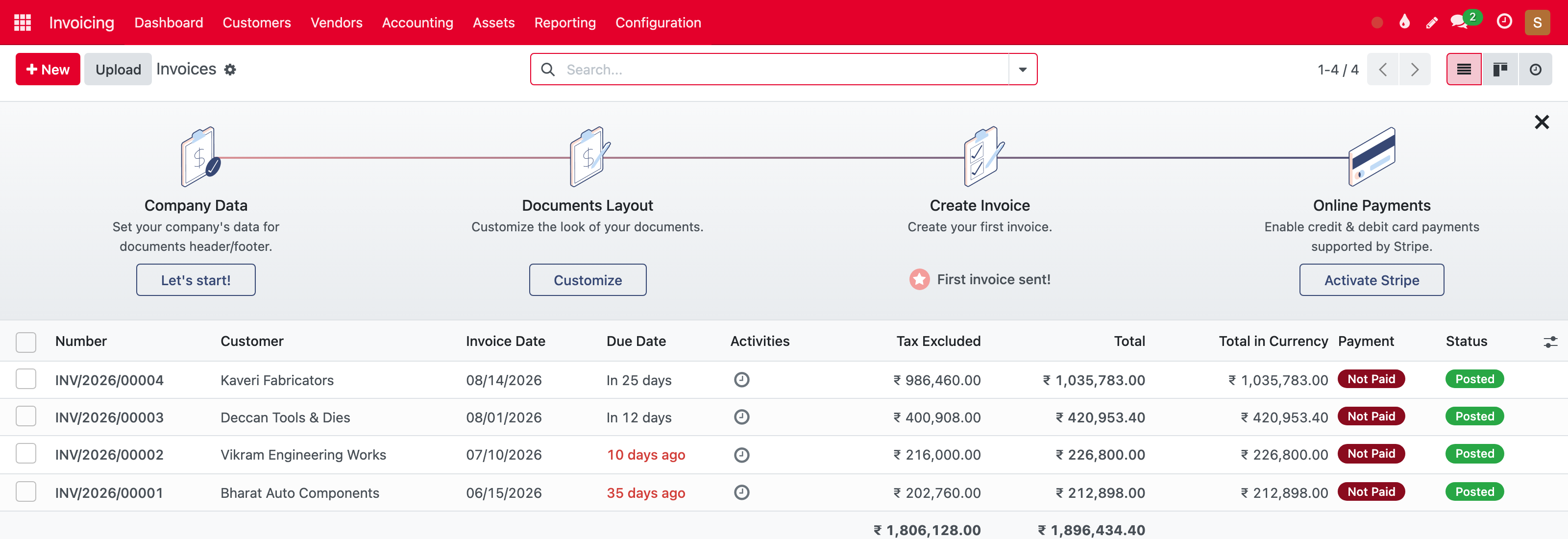 Customer invoices with GST
